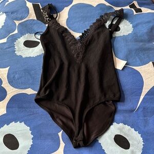 Bershka black lace trim bodysuit